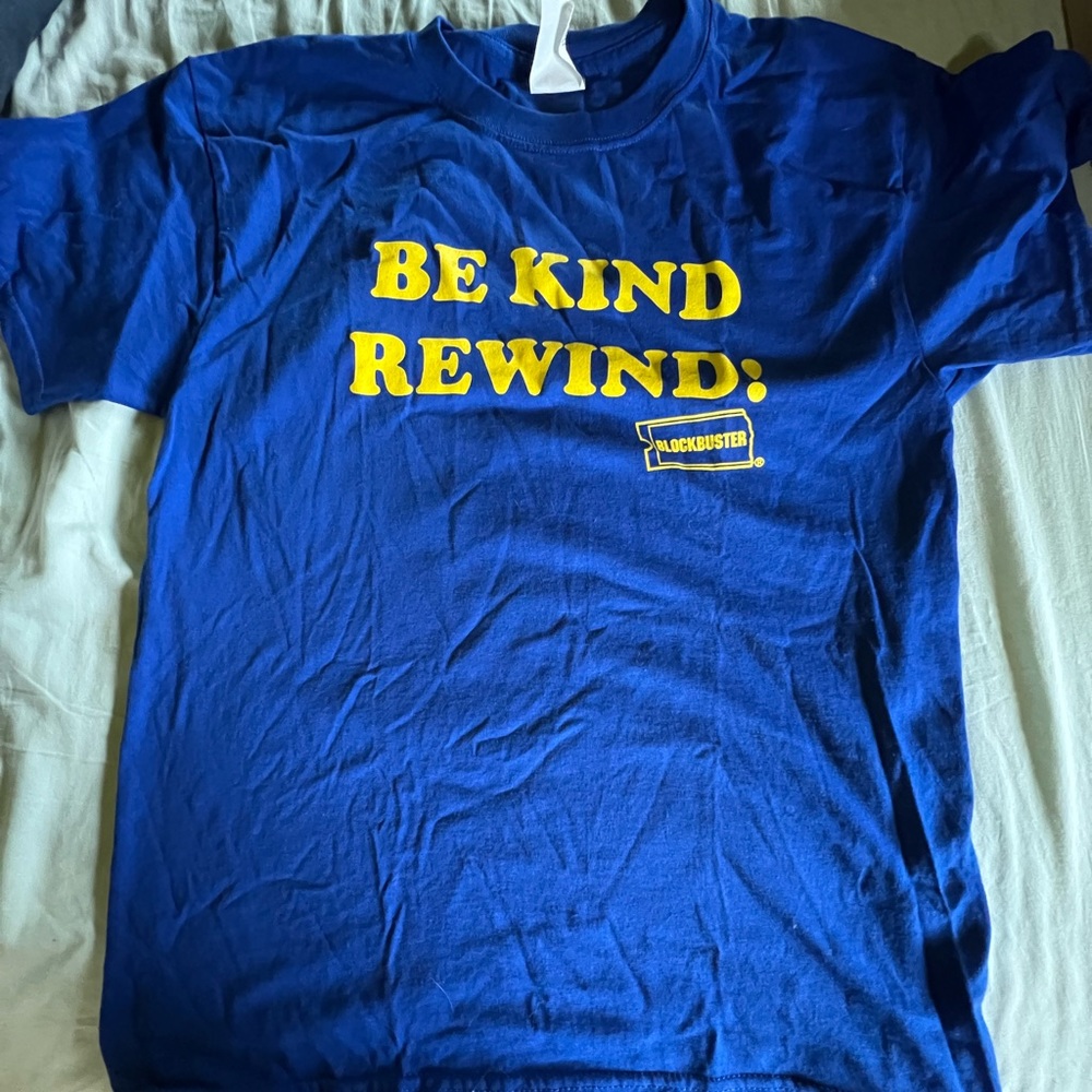 Blockbuster be kind rewind blue t shirt Medium